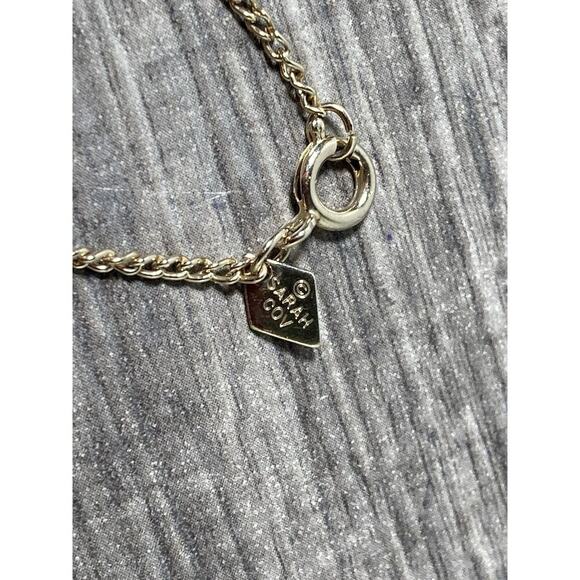 Vintage 1976 Sarah Cov Signed Faux Puka Beaded Gold Tone Necklace 16” - Picture 7 of 9